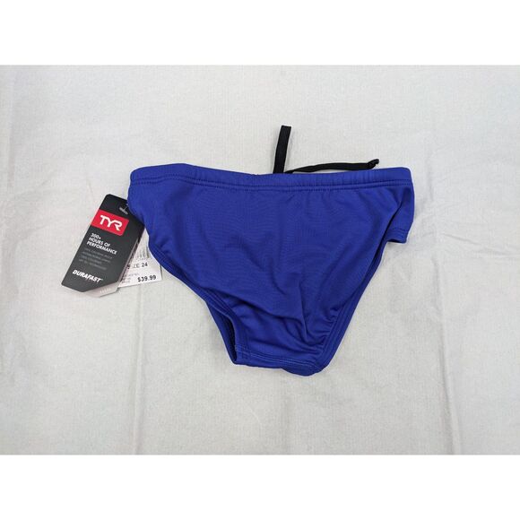 TYR Boys Durafast Elite Racer Brief Swimsuit Royal Blue Size 24 NWT - Picture 2 of 8